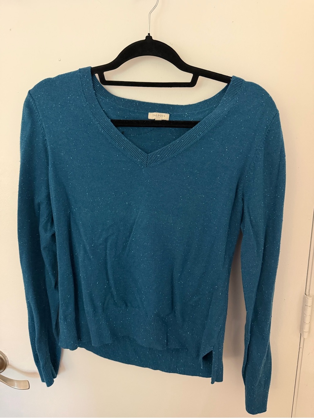 Talbots Teal Sparkle V-Neck Sweater